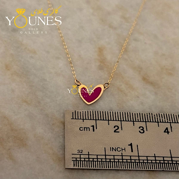 گردنبند میناکاری قلب صورتی باربی طلا